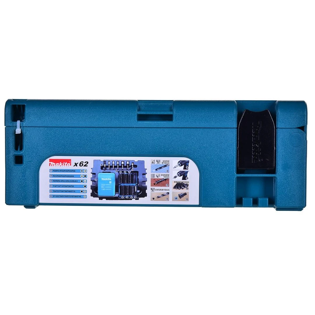 Makita sukimo antgalių ir grąžtų rinkinys 62 vnt. B-53908 MAKPAC lagamine