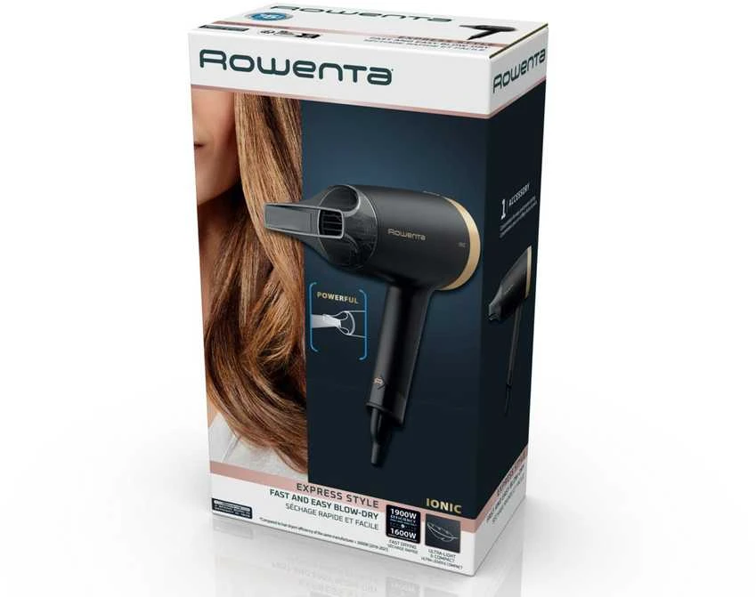 Rowenta | Plaukų džiovintuvas | CV1810 Express Style | 1900 W | Number of temperature settings 2 | Ionic function | Juodas