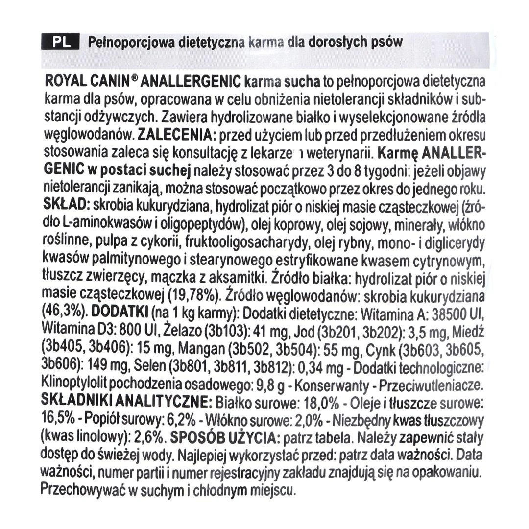 Šunų Maistas - Royal Canin Anallergenic 8kg Suaugusiųjų Sausas Veterinarinis Maistas