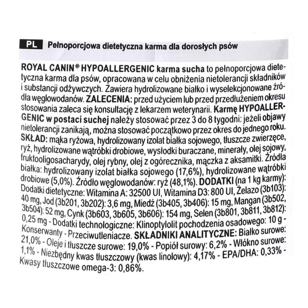 Royal Canin RC VD Dog Hypoallergenic 2kg, suaugusių, visų veislių šunų linkusių į alergijas maistui, sausas dietinis pašaras,