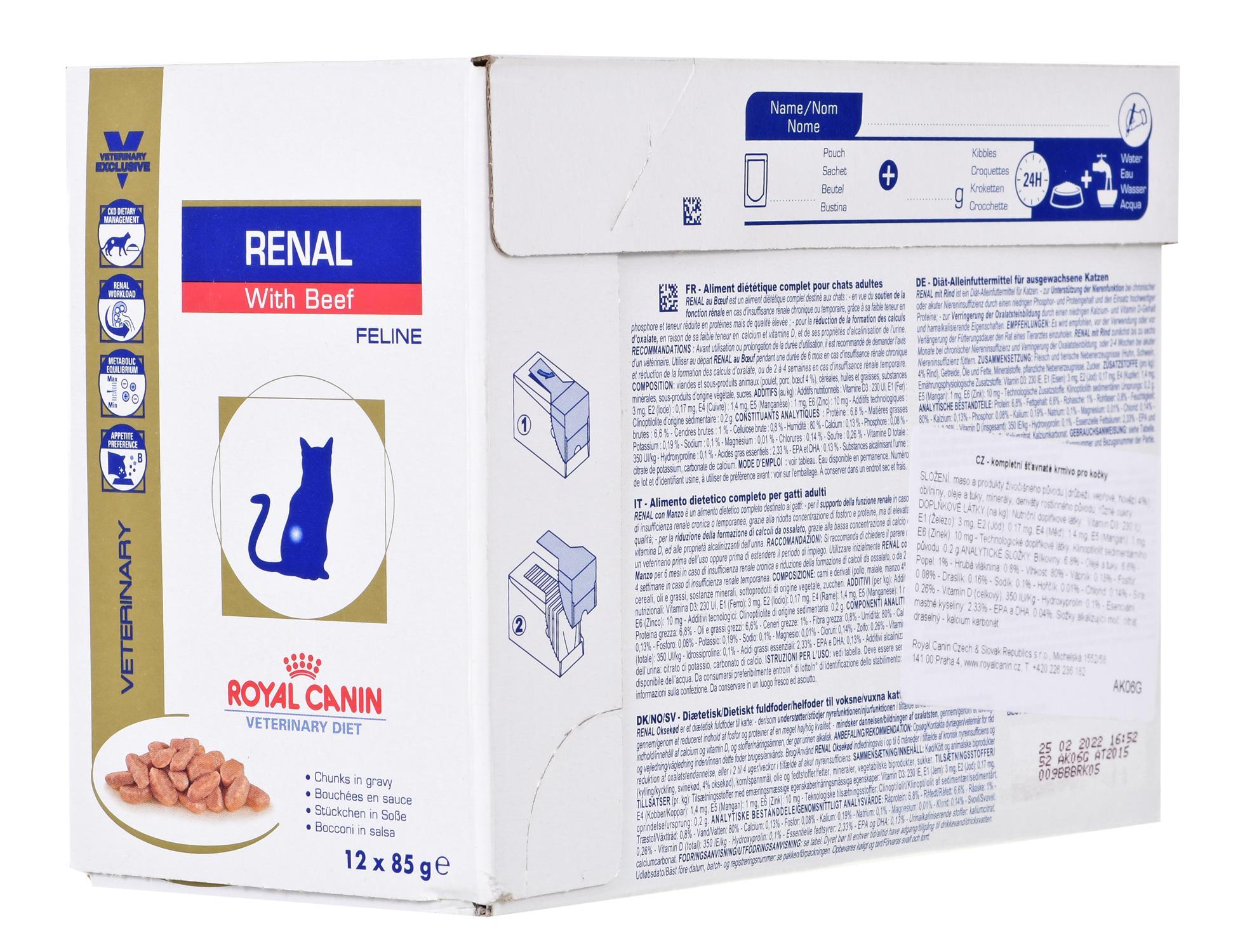 Royal Canin RC VD Cat Renal jautiena 85g konservuotas pašaras katėms
