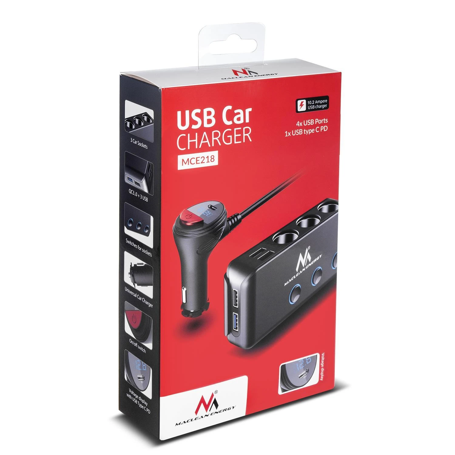 MACLEAN MCE218 Maclean MCE218 UŽDUOTĖS LIZDAS 12-24V 4xUSB PD QC