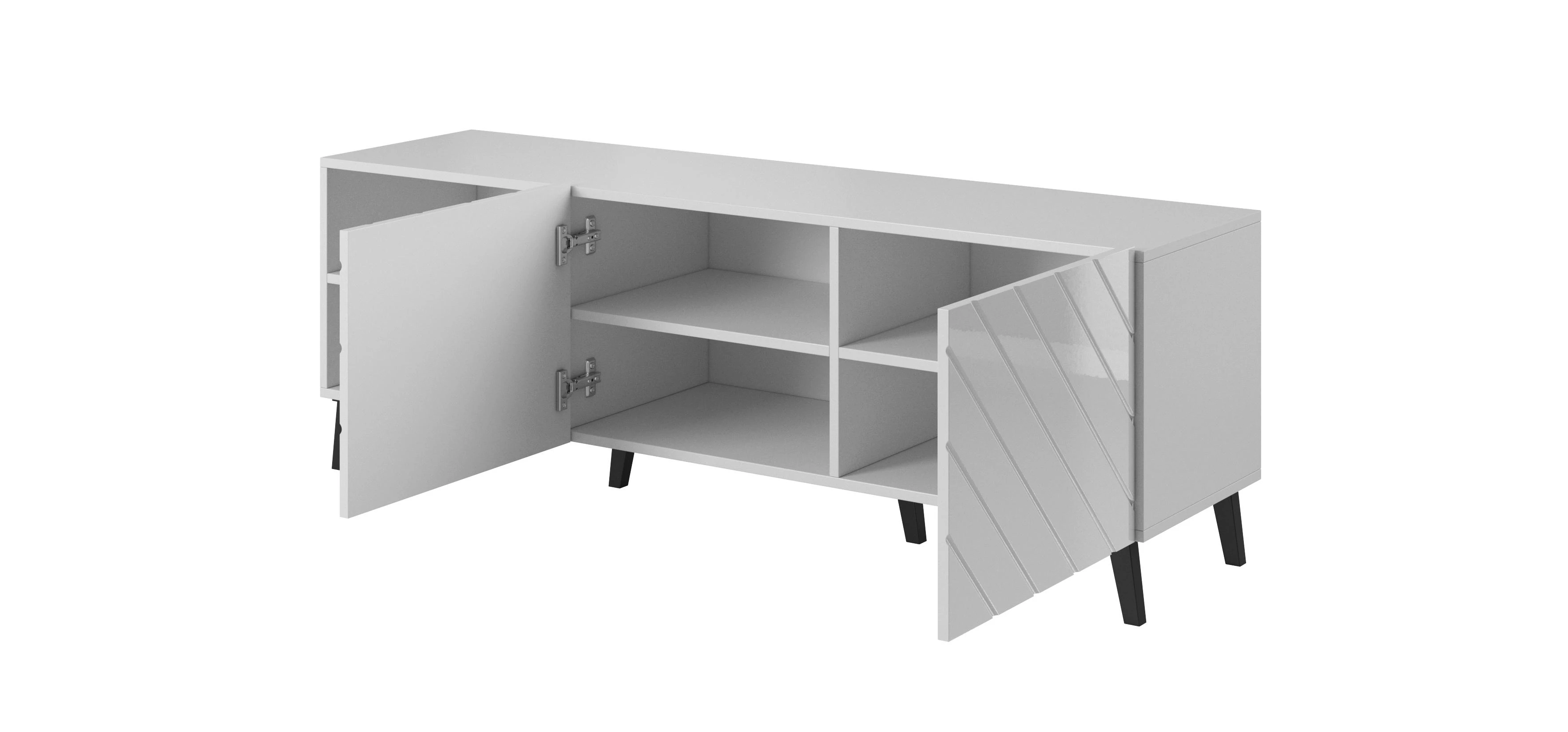 Cama Meble Televizoriaus Spintelė - Abeto 150x42x52 Balta Blizgi