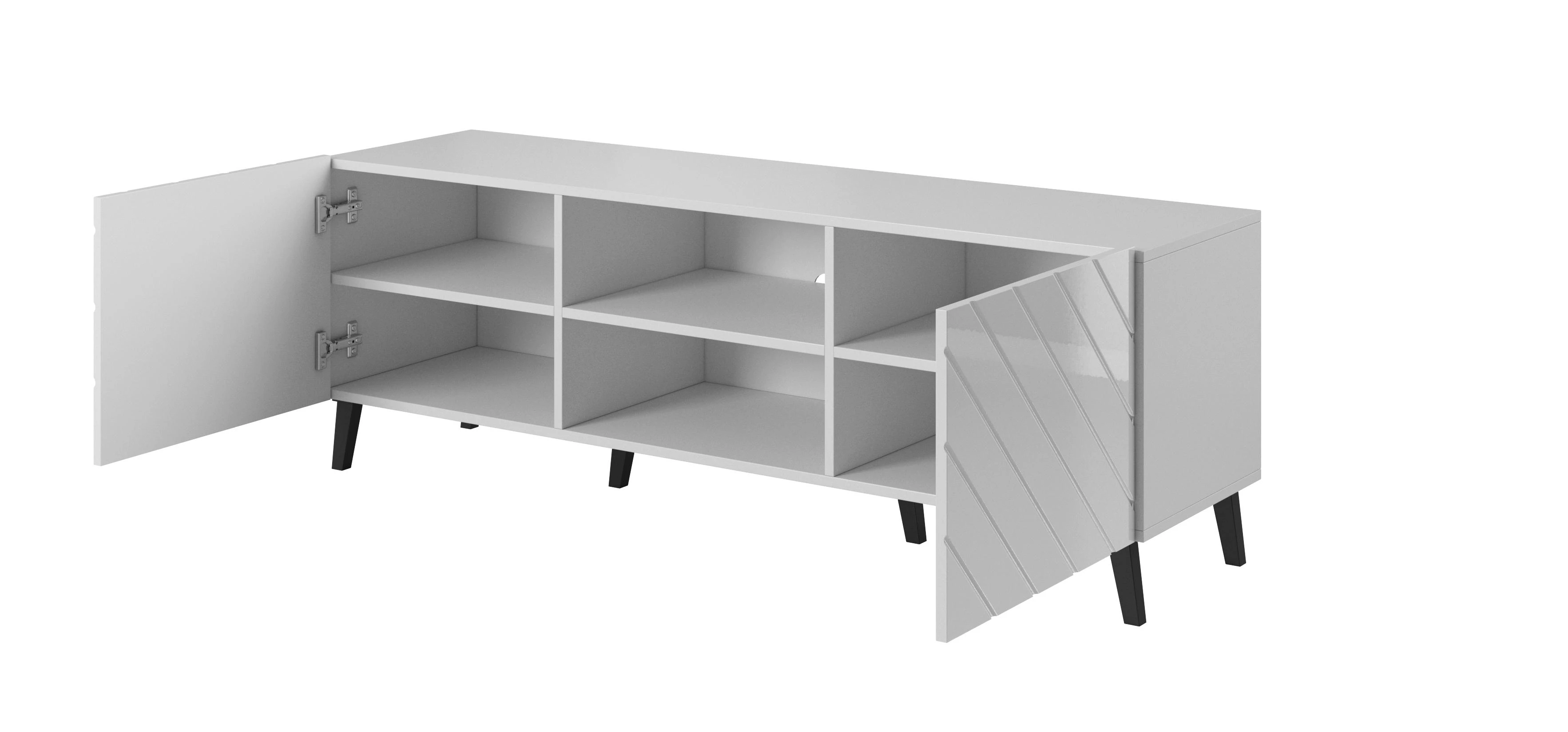 Cama Meble Televizoriaus Spintelė - Abeto 150x42x52 Balta Blizgi