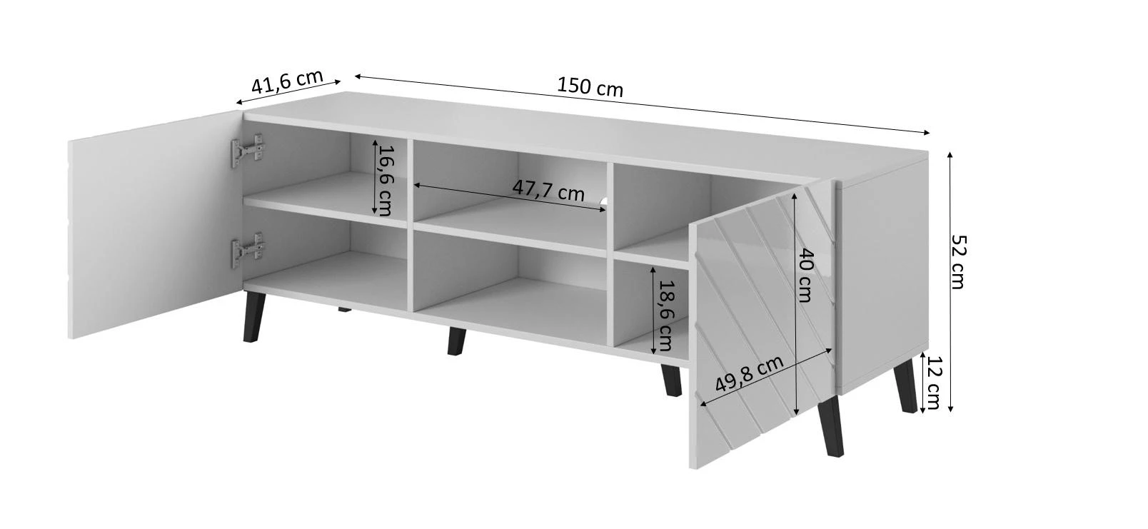 Cama Meble Saugojimo Spinta - Abeto 150x42x52 Grafitas/Blizgus
