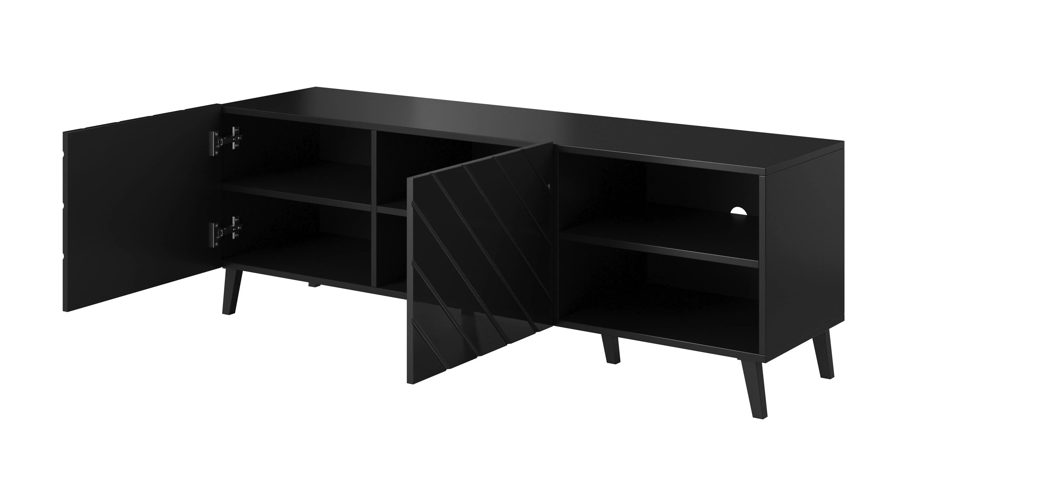 Cama Meble Baldų Spinta - Abeto 150x42x52 Juoda Blizgi