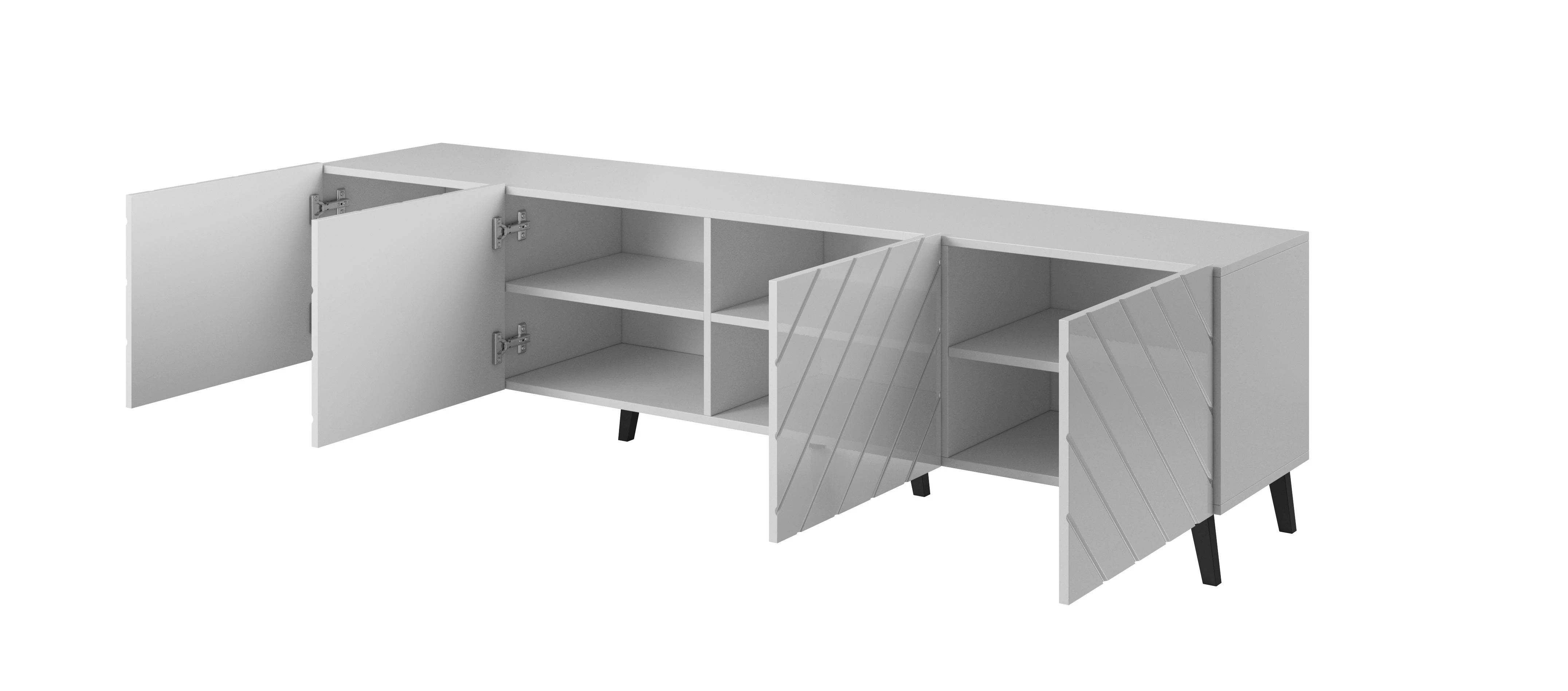 Cama Meble Televizoriaus Spintelė - Abeto 200x42x52 Blizgus Baltas