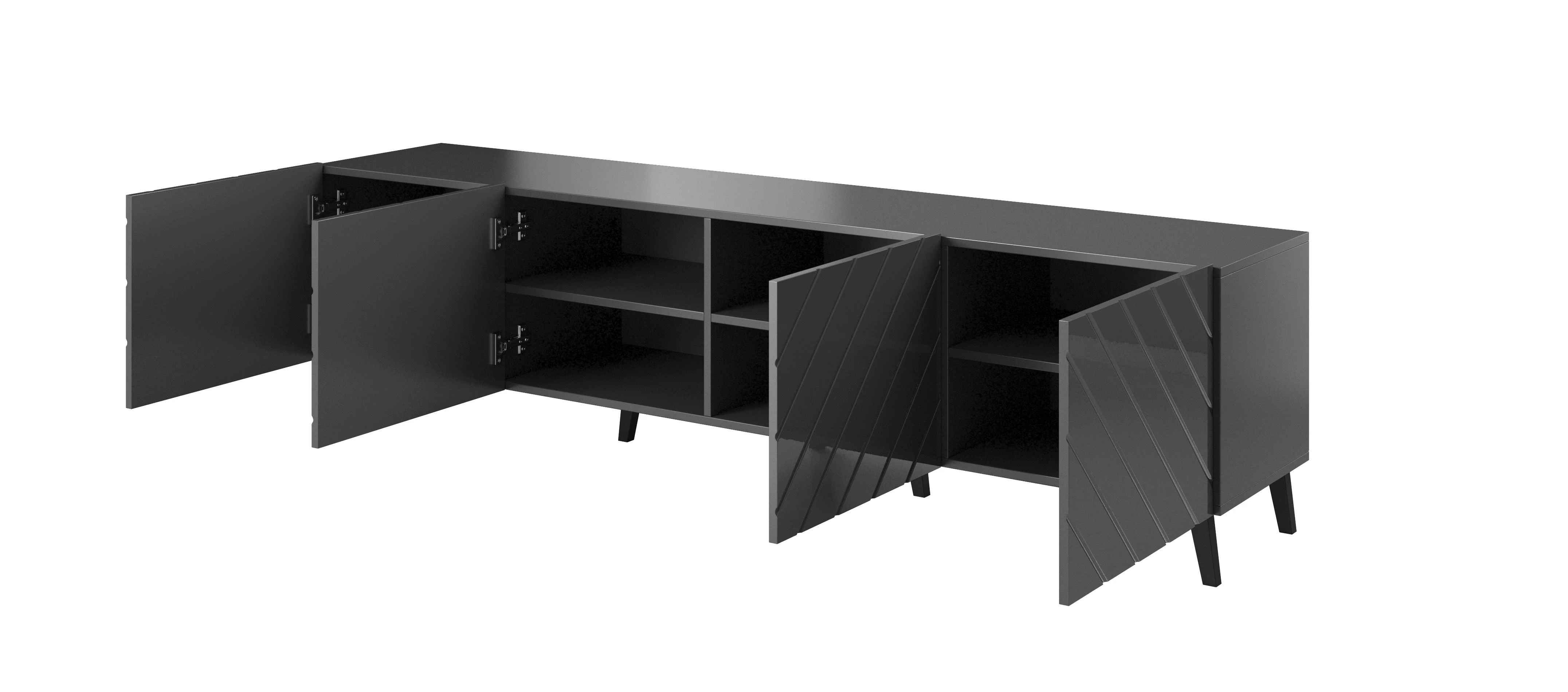 Cama Meble TV Spintelė - Abeto 200x42x52 Grafitas/Blizgus