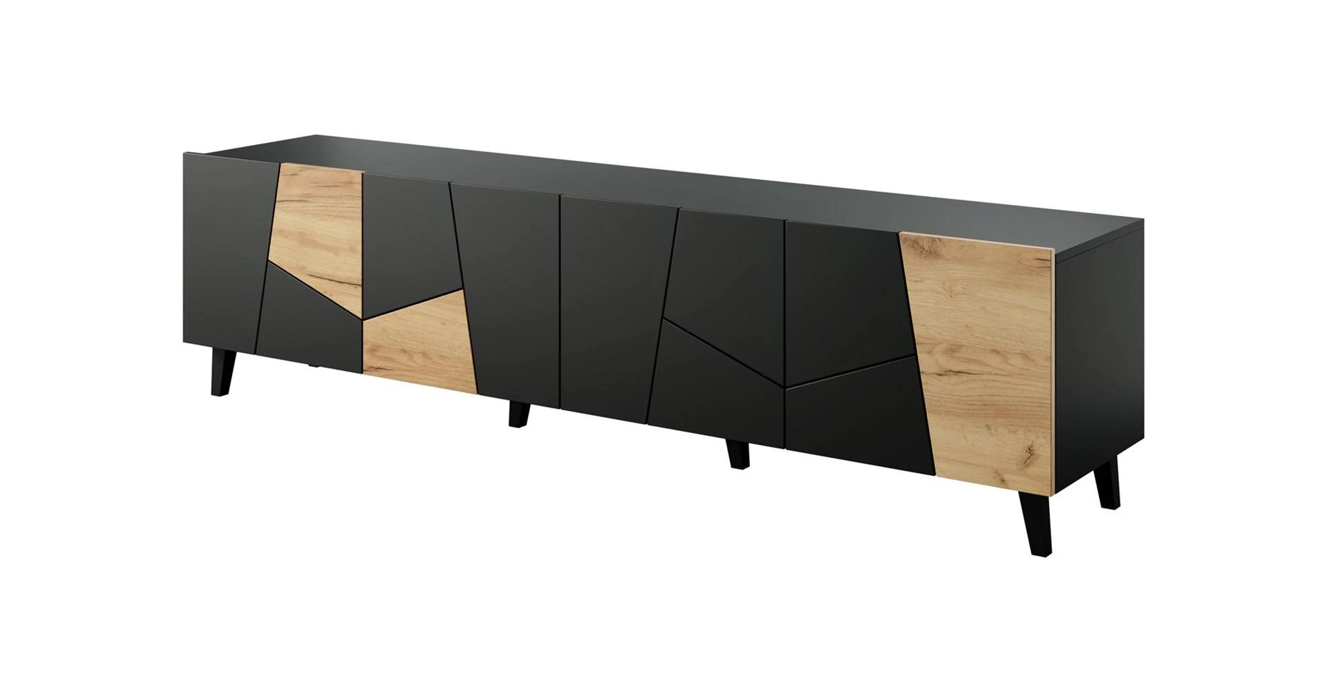 Laikiklis Cama Meble TV Spintelė - Etna 200x42x52, Juoda, Ąžuolas