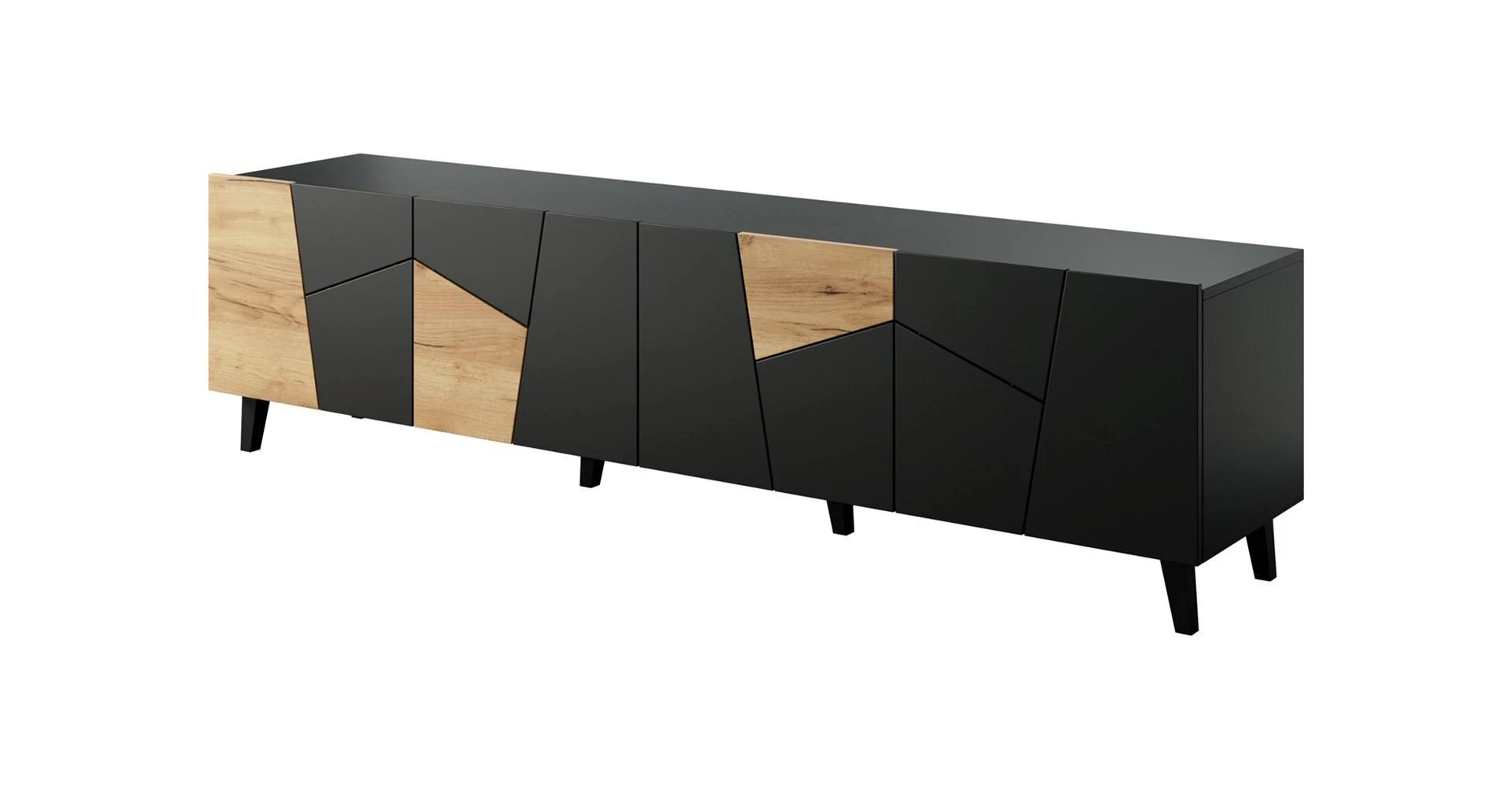 Laikiklis Cama Meble TV Spintelė - Etna 200x42x52, Juoda, Ąžuolas