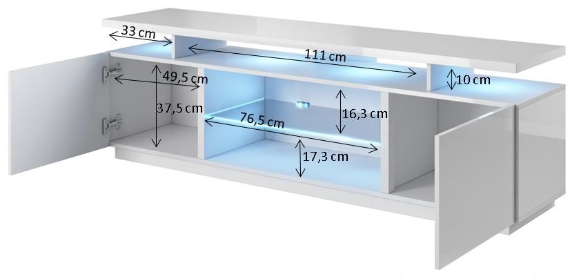 TV staliukas Cama Meble Televizorius - RTV Eva 180x40x56 Juoda Blizgi