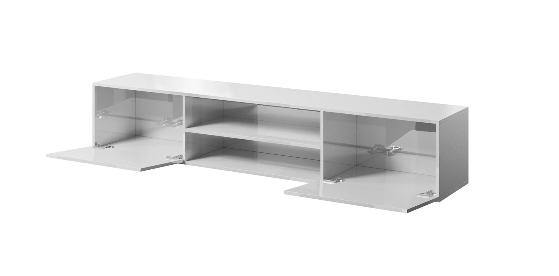 Laikiklis Cama Meble Televizoriaus Spintelė - 200x40x37 cm, Blizgi Balta