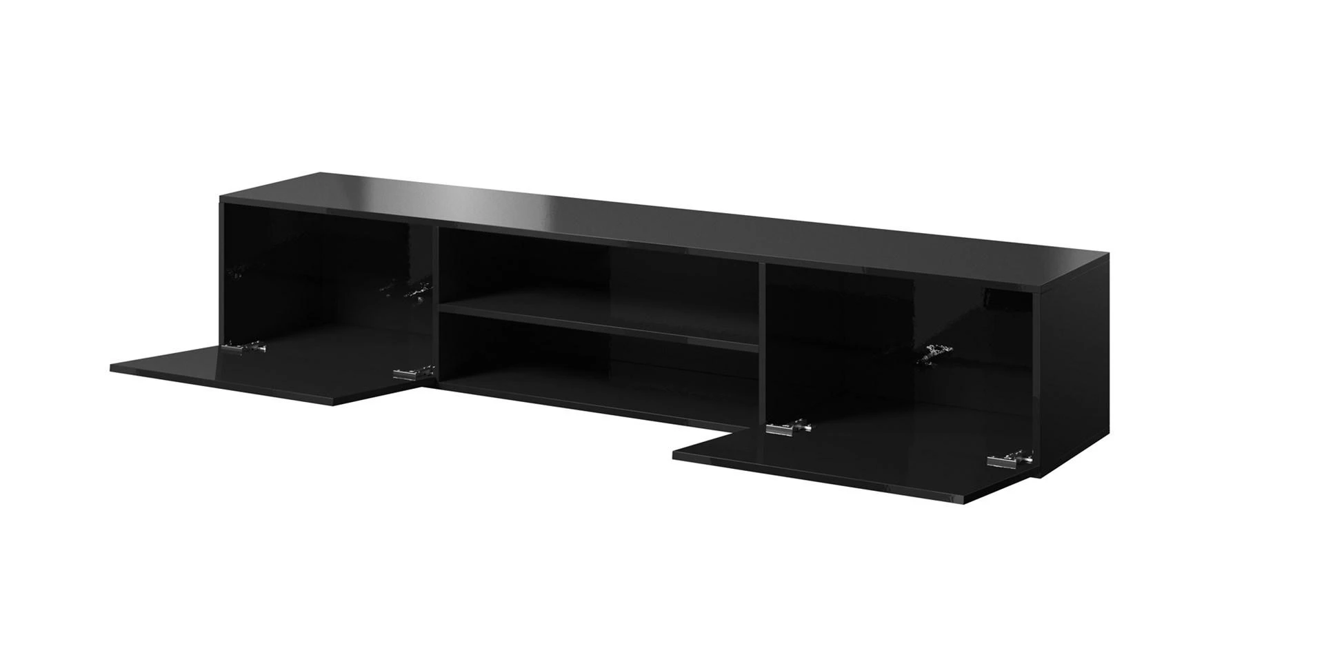 Laikiklis Cama Meble TV Spintelė - RTV Spinta Slide 200x40x37, Blizgus Juodas
