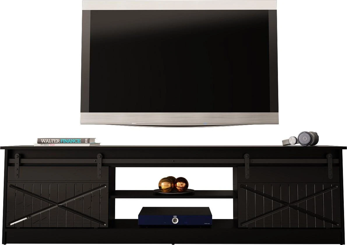 Laikiklis Cama Meble TV Spintelė - Granero 200x56,7x35 Juoda Blizgi