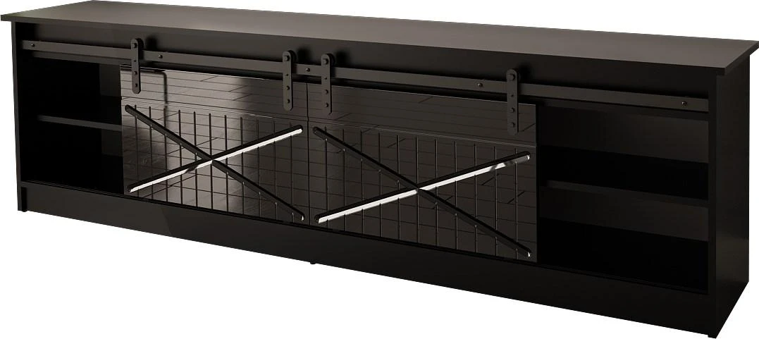 Laikiklis Cama Meble TV Spintelė - Granero 200x56,7x35 Juoda Blizgi