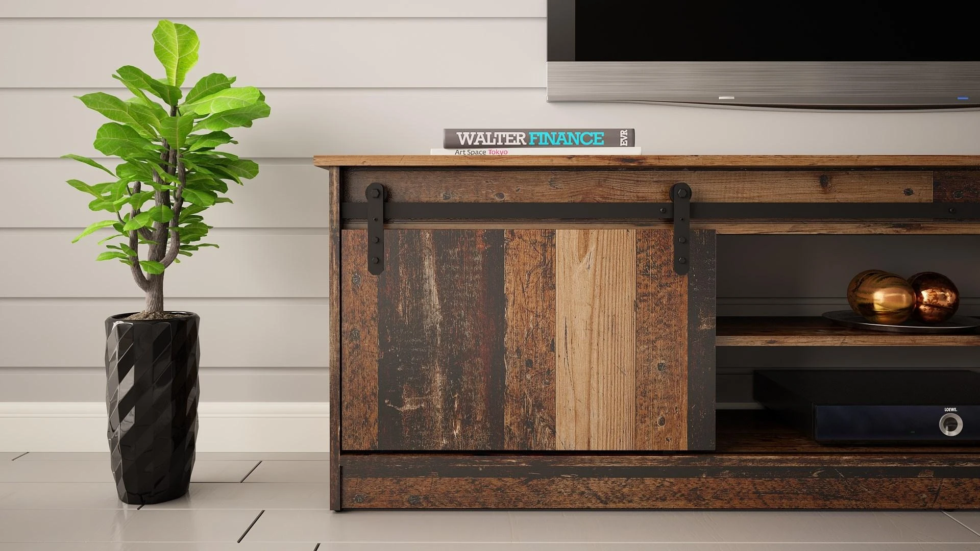 Laikiklis Cama Meble TV Spintelė - Granero 200x56.7x35 Senas Medis