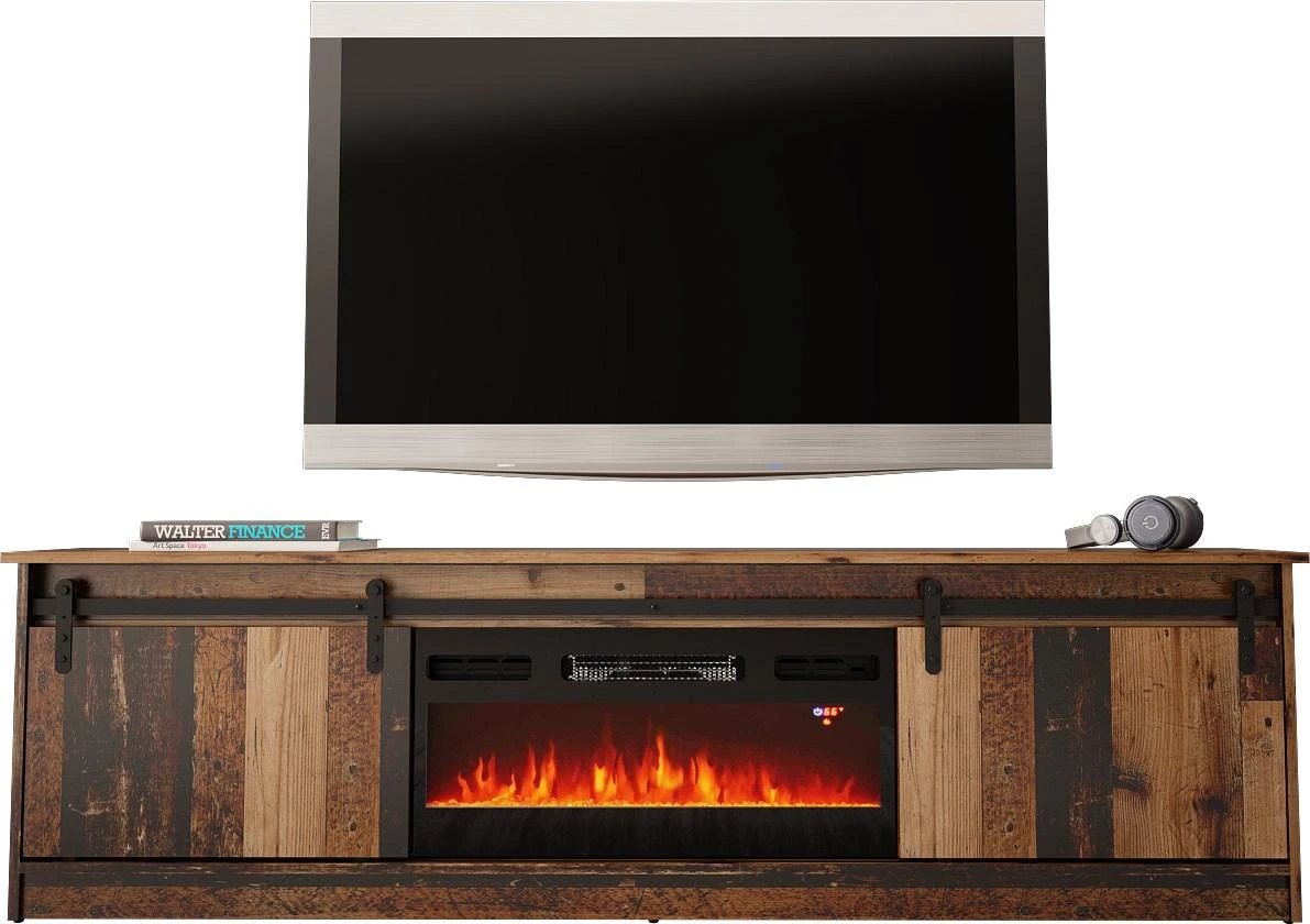 Laikiklis Cama Meble Židinys Su Spintele - Granero 200x56,7x35 Senos Medienos