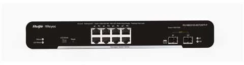 „Ruijie Networks“ RG-NBS3100-8GT2SFP tinklo komutatorius su valdomu L2 gigabito eternetu (10/100/1000) Juodas