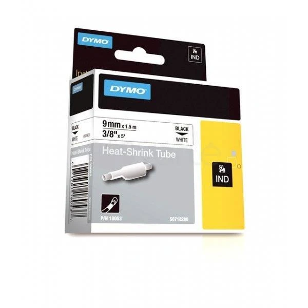 DYMO 18053 RHINO Termo vamzdelis 9mm x 1,5m (balta / juodas šifras)