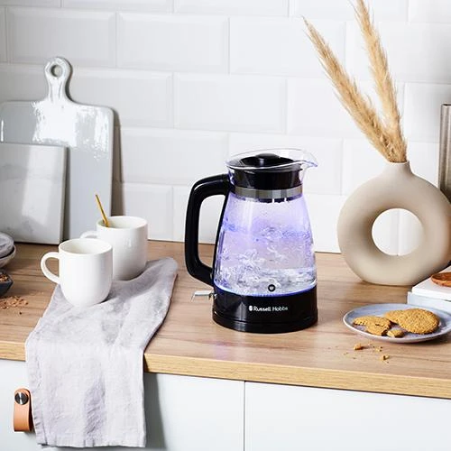 Russell Hobbs Virdulys stiklinis klasikinio dizaino su LED apšvietimu (1,7 l, 2400 W, greito virimo funkcija, optimizuotas stiklinis snapelis, nuimamas dangtis, l