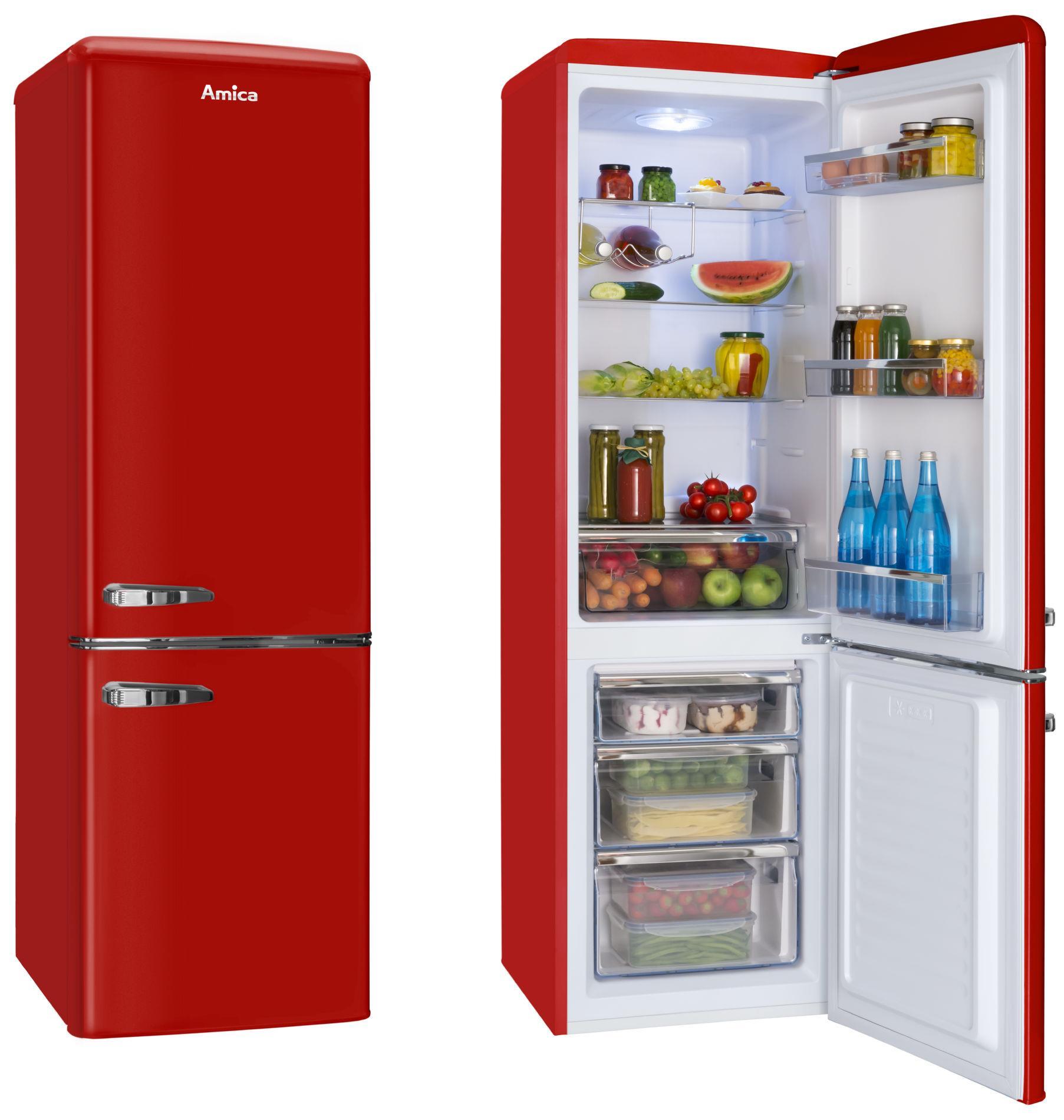Šaldytuvas Amica Retro FK2965.3RAA (550mm x 1810mm x 615 mm, 181 l, Class A++, red color)