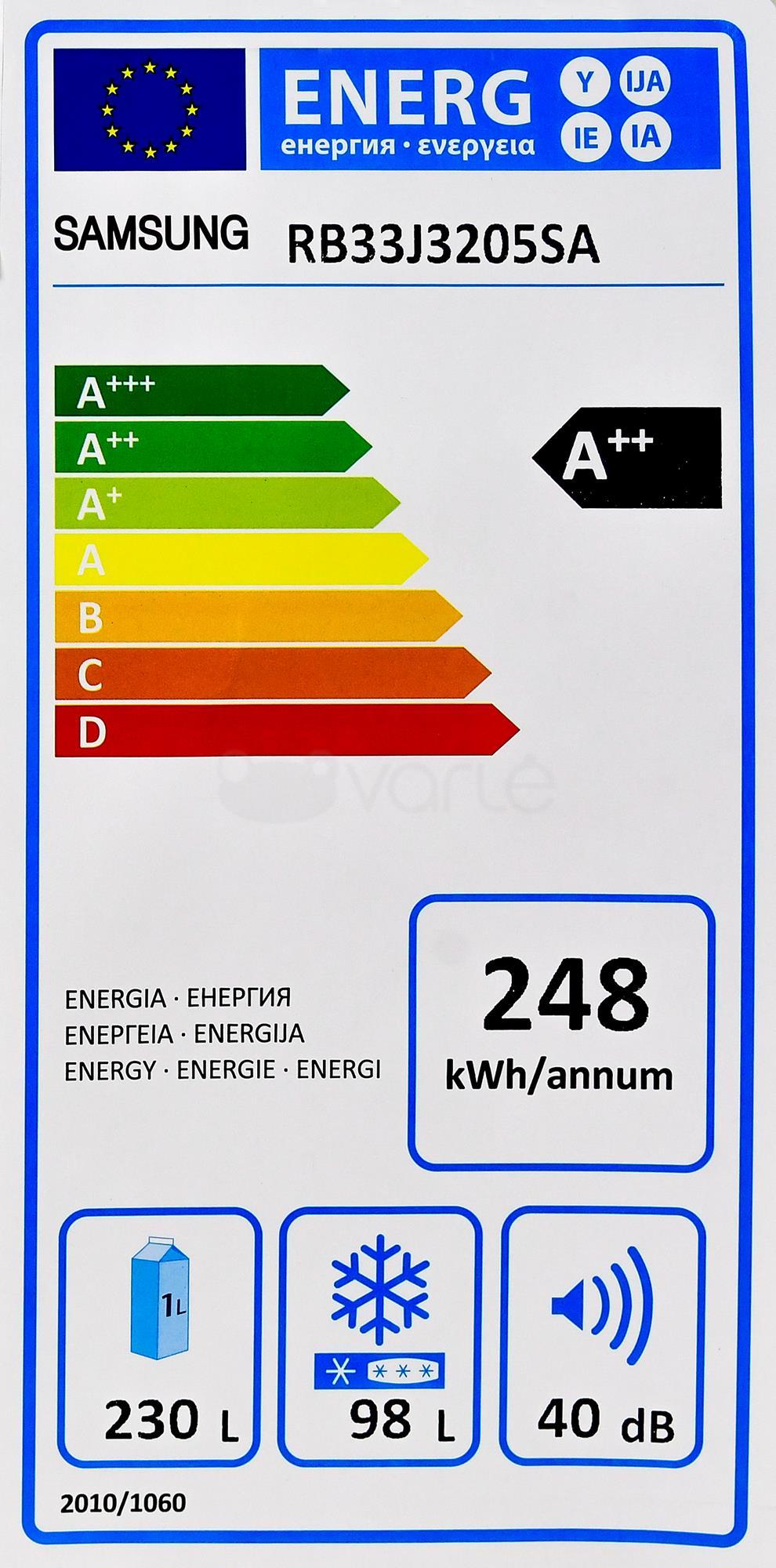 Šaldiklis Šaldytuvas SAMSUNG RB33J3205SA/EF 186 cm A+ Inox No frost