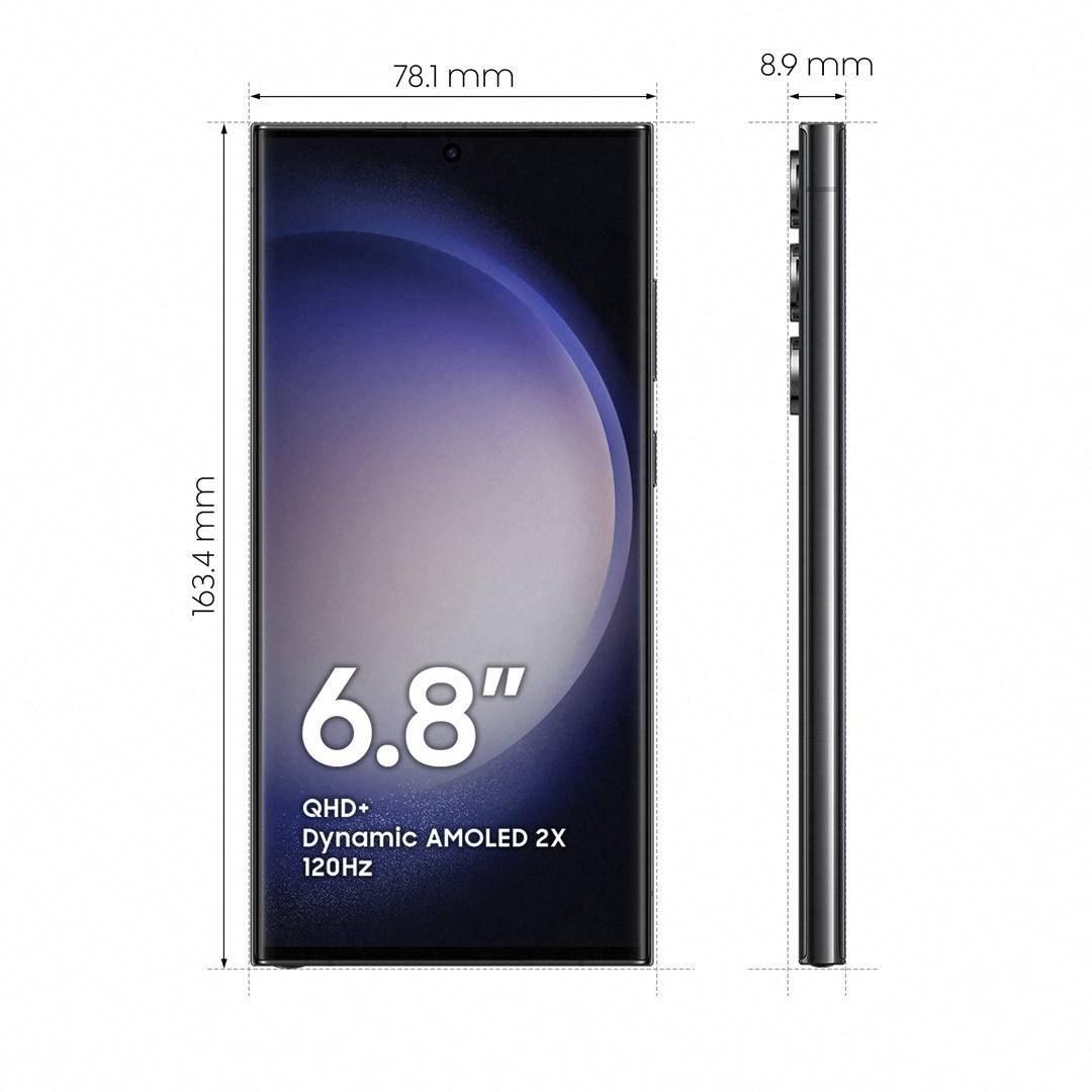 Samsung | Galaxy | S23 Ultra S918 | Juodas | 6,8 colių | Dinaminis AMOLED | Qualcomm SM8550-AC | Snapdragon 8 Gen 2 (4 nm) | Vidinė RAM 8 GB | 256 GB | Dvi SIM kortelės | Nano SIM | 4G | 5G | Pagrindinė kamera 200+10+10+12 MP | Antrinė kamera 12 MP |. 13 |