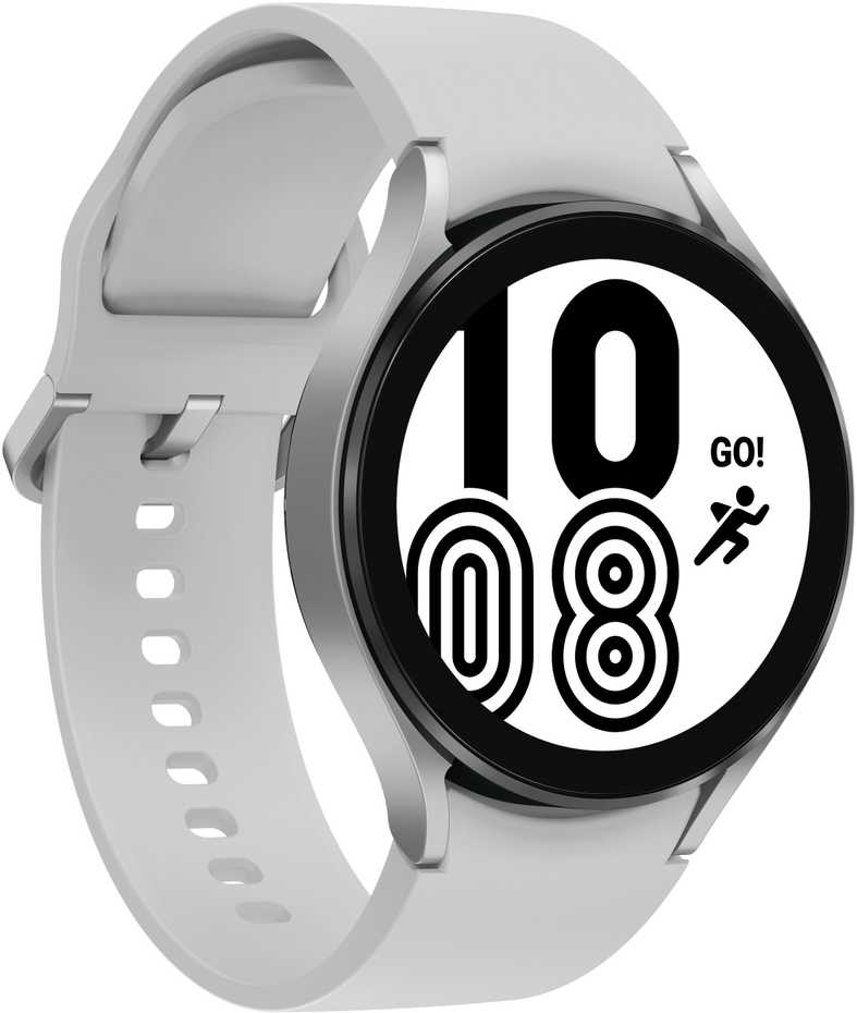 Išmanusis laikrodis Samsung Galaxy Watch4 BT (44 mm), Sidabrinės spalvos su  pilkos spalvos silikoniniu dirželiu | Varle.lt