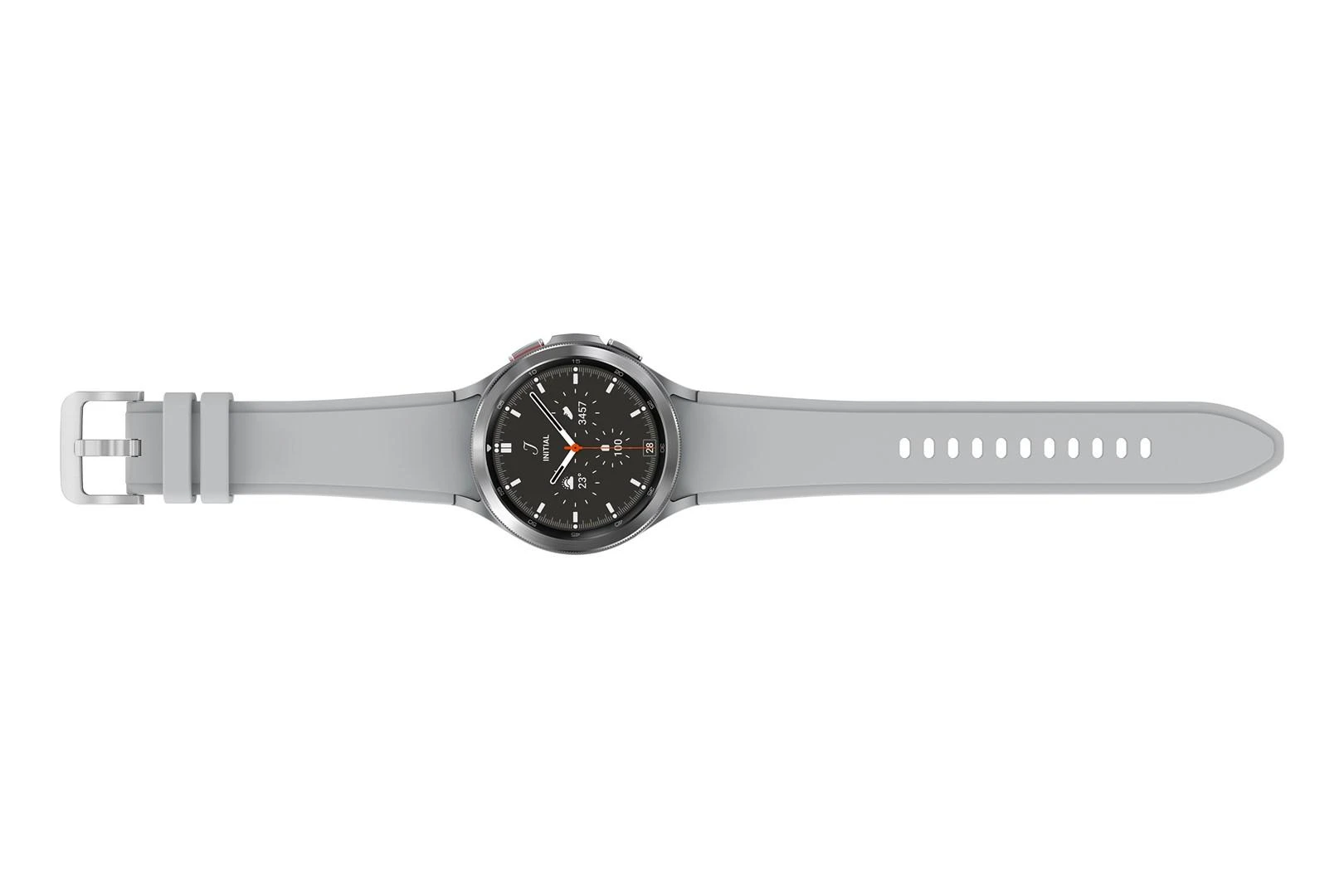 Išmanusis laikrodis Samsung Galaxy Watch 4 Classic LTE (46 mm), Sidabrinės spalvos korpusas su pilkos spalvos dirželiu