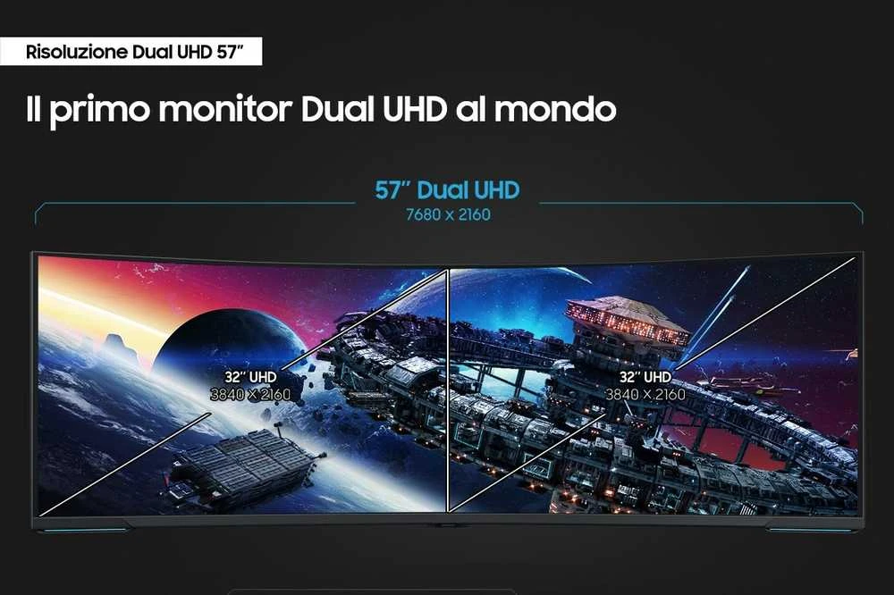Monitorius Samsung | Odyssey Neo G9 G95NC curved screen | LS57CG952NUXEN | 57 " | VA | Double UHD | 32:9 | 240 Hz | 1 ms | 2160 pikselių | 350 cd/m² | HDMI jungtys quantity 3 | Baltas | Garantija 24 mėn.