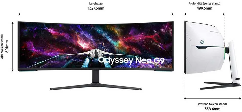Monitorius Samsung | Odyssey Neo G9 G95NC curved screen | LS57CG952NUXEN | 57 " | VA | Double UHD | 32:9 | 240 Hz | 1 ms | 2160 pikselių | 350 cd/m² | HDMI jungtys quantity 3 | Baltas | Garantija 24 mėn.