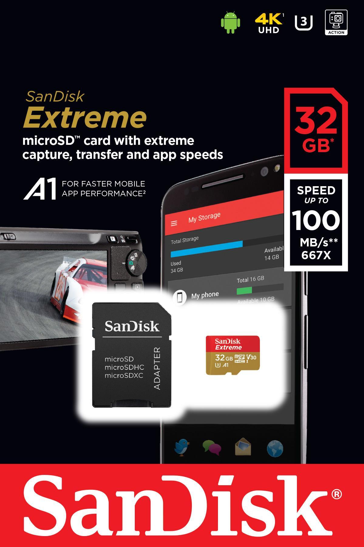 Atminties kortelė Sandisk Extreme microSDHC UHS-I 32GB