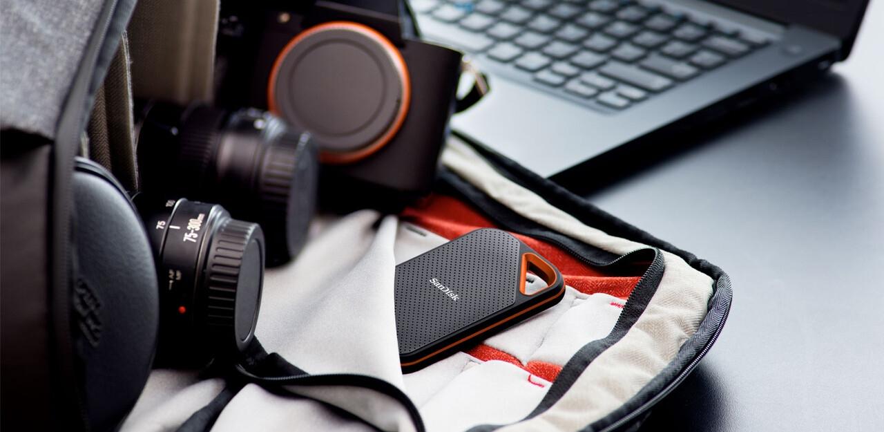 Išorinis kietasis diskas SanDisk Extreme PRO 1TB SSD, Juodos/Oranžinės spalvos aprašymas - Prekės nuotrauka
