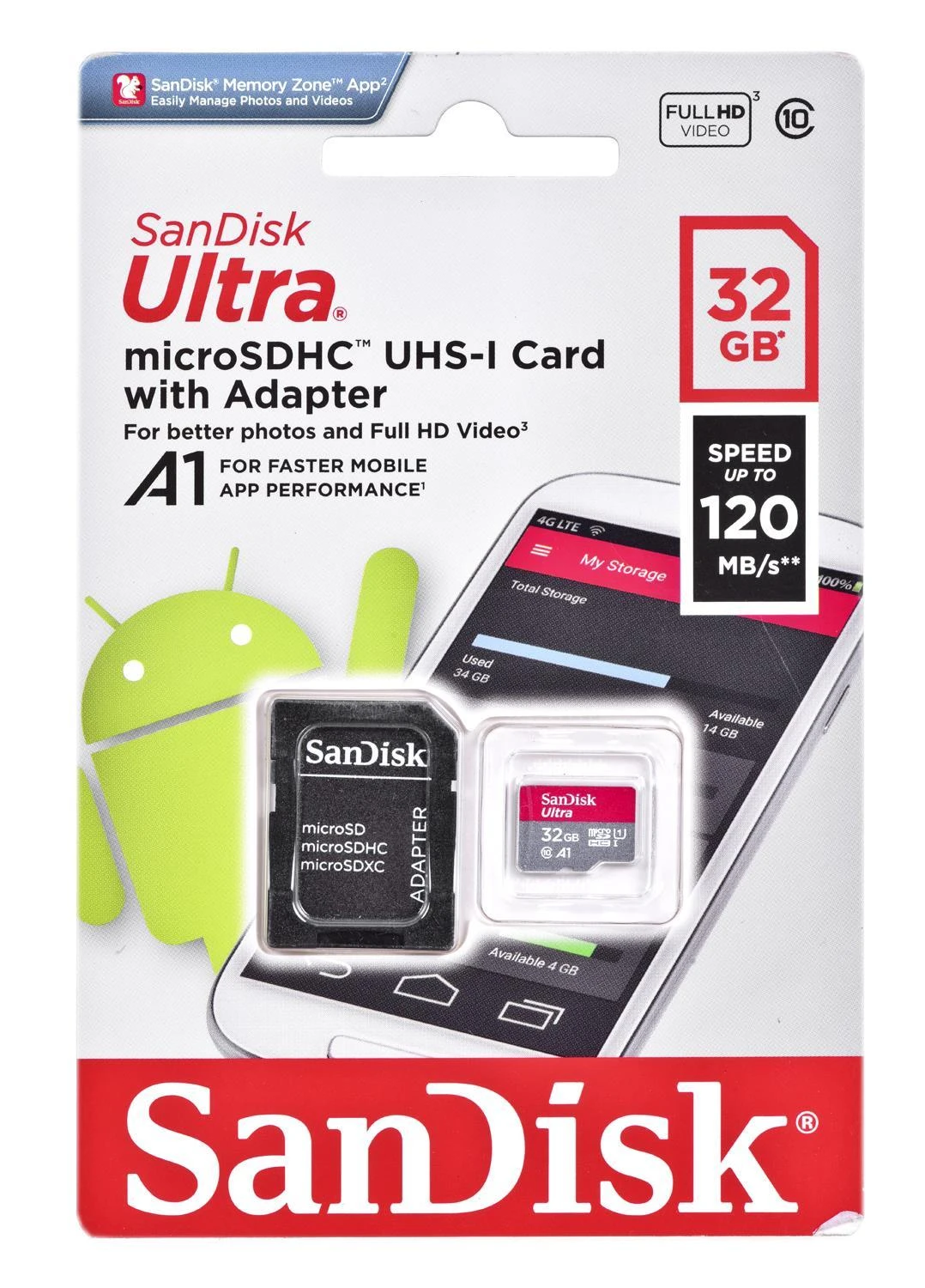 Atminties kortelė SanDisk Ultra microSDHC UHS-I, 32 GB