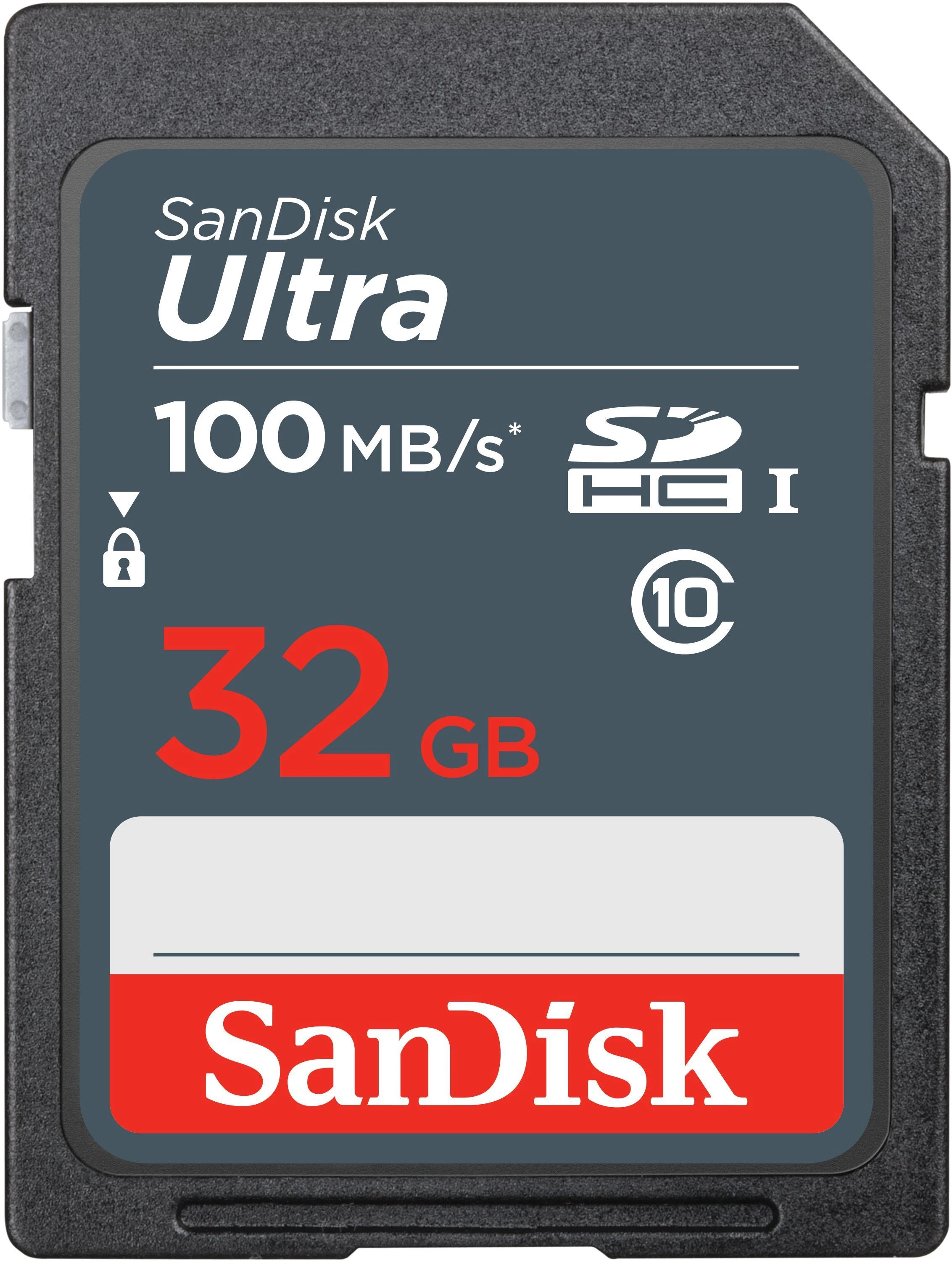 SanDisk Ultra 32GB SDHC kortelė iš priekio