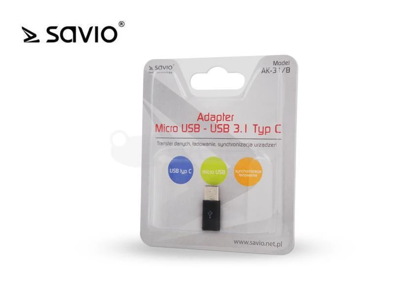 USB Adapteris - Savio AK-31 Micro USB Į USB-C Juodas