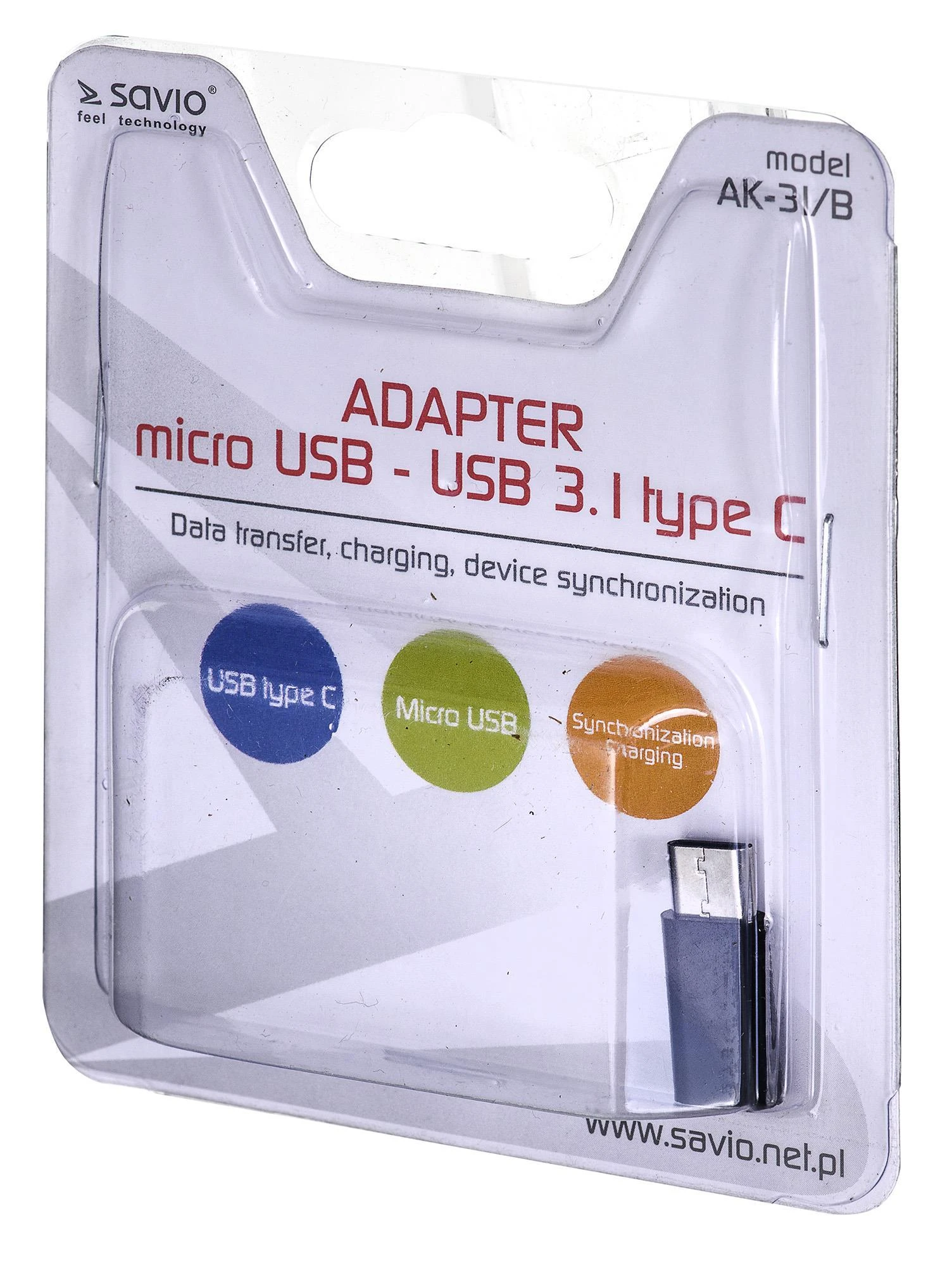 USB Adapteris - Savio AK-31 Micro USB Į USB-C Juodas
