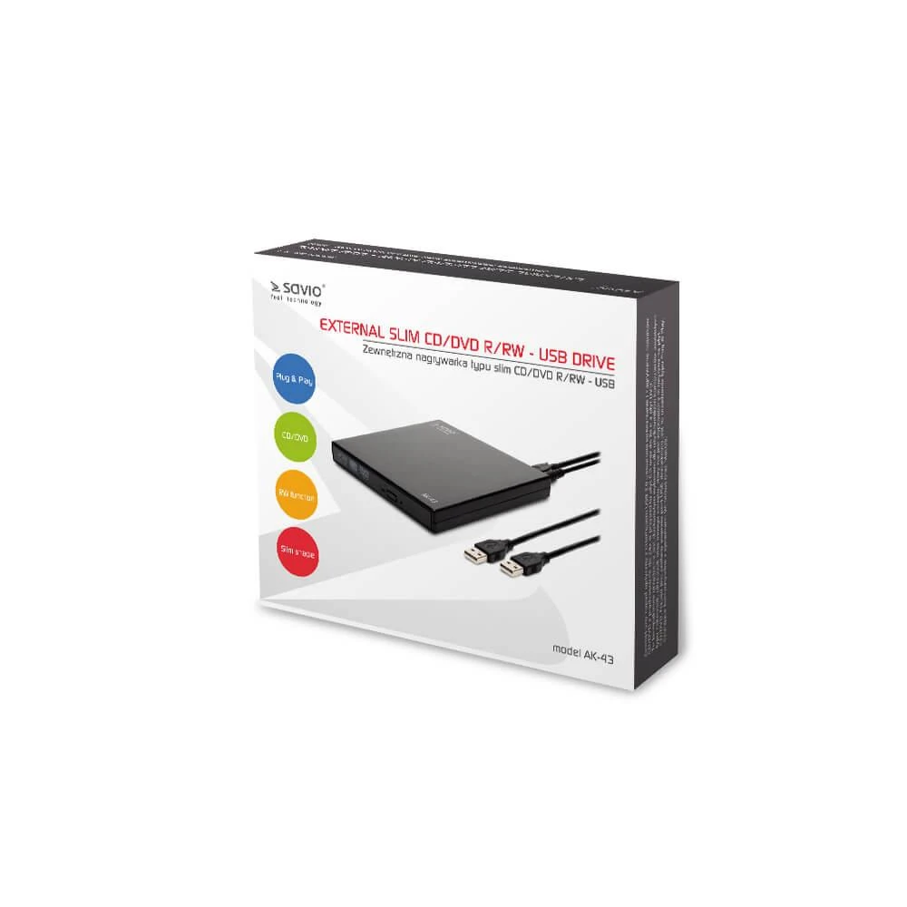 Išorinis DVD Rinkiklis - Savio AK-43 USB 2.0 Juodas