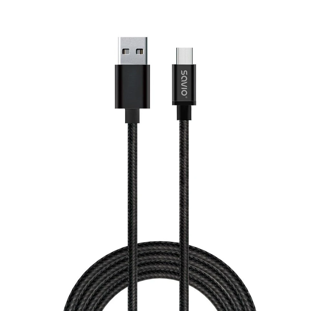 Savio CL-129 USB cable 2 m USB 2.0 USB A USB C Juodas