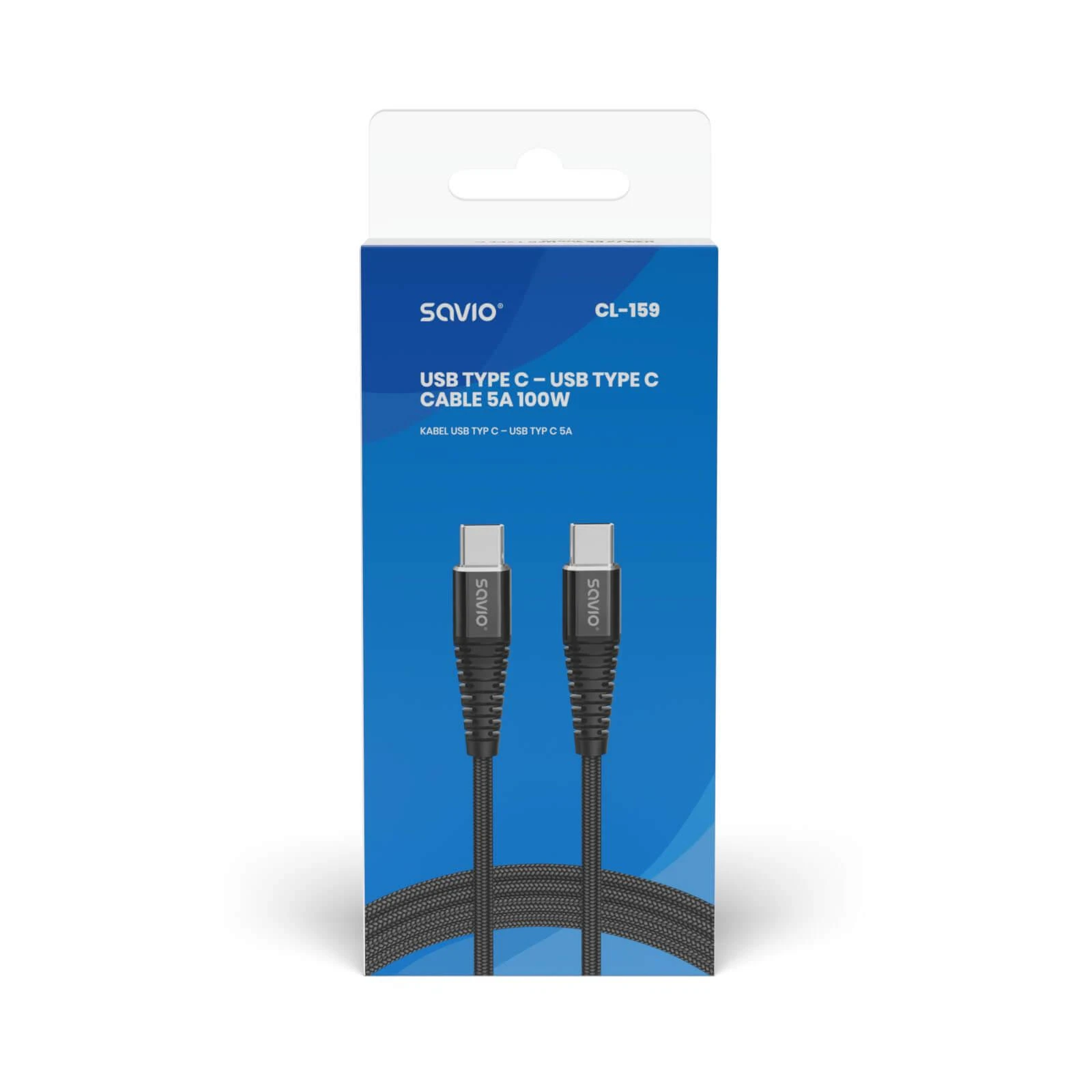 USB Kabelis - SAVIO CL-159 1m USB 2.0 Type C į Type C 480 Mbit/s Juodas