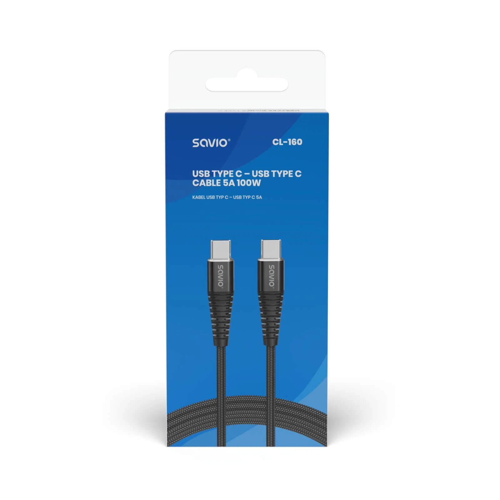 USB Kabelis - SAVIO CL-160 2m USB 2.0 C to C 480 Mbit/s 2.1 A Juodas