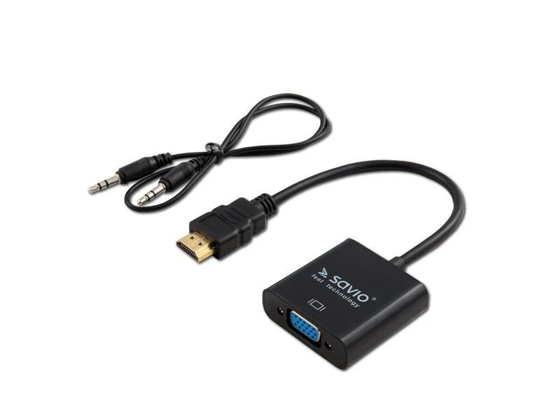 Savio CL-23 video cable adapter 0.5 m VGA (D-Sub) HDMI Type A (Standard) Juodas