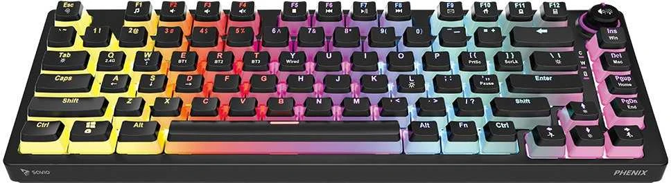 Belaidė mechaninė klaviatūra - SAVIO PHENIX Gateron Geltona Pro Pudding