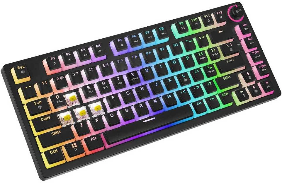 Belaidė mechaninė klaviatūra - SAVIO PHENIX Gateron Geltona Pro Pudding