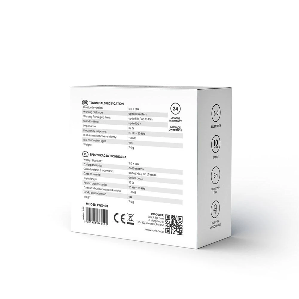 Belaidės Ausinės - Savio TWS-03 Juodos