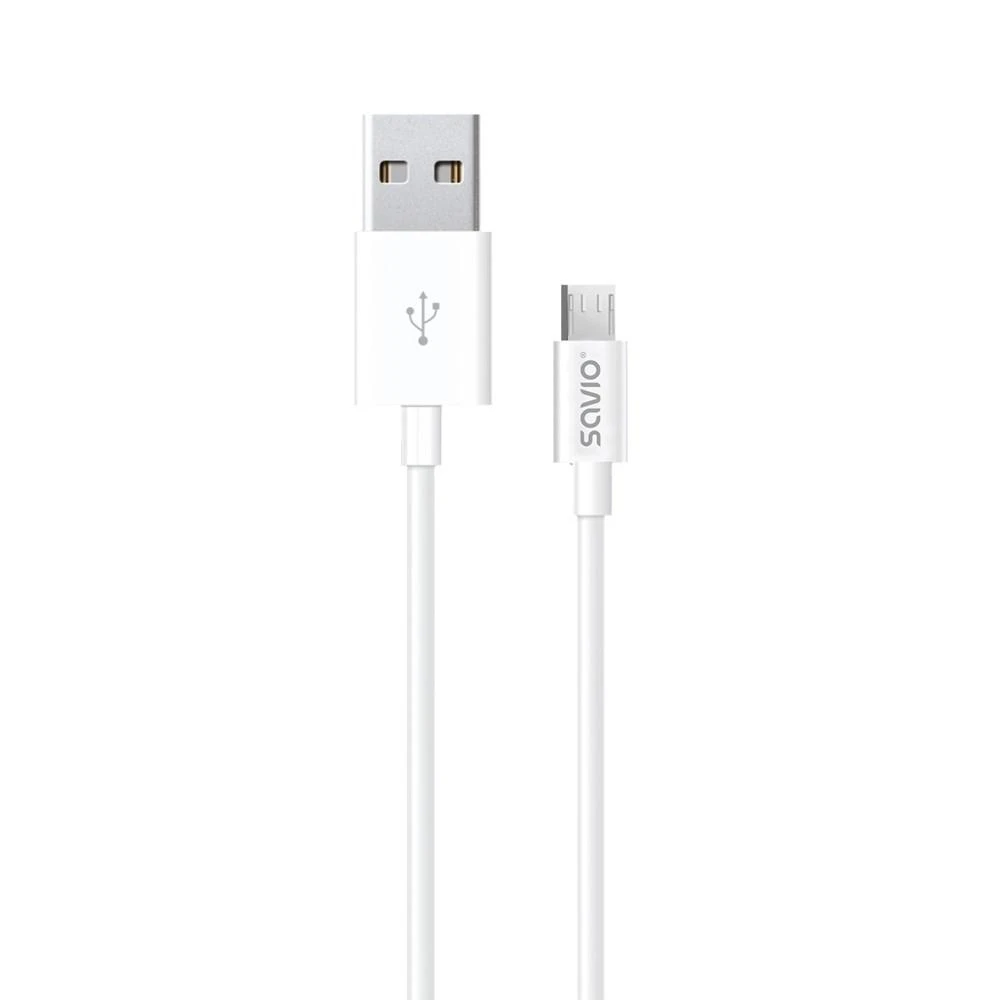 USB Kabelis - Savio CL-124 Micro USB 2.0 2m Baltas