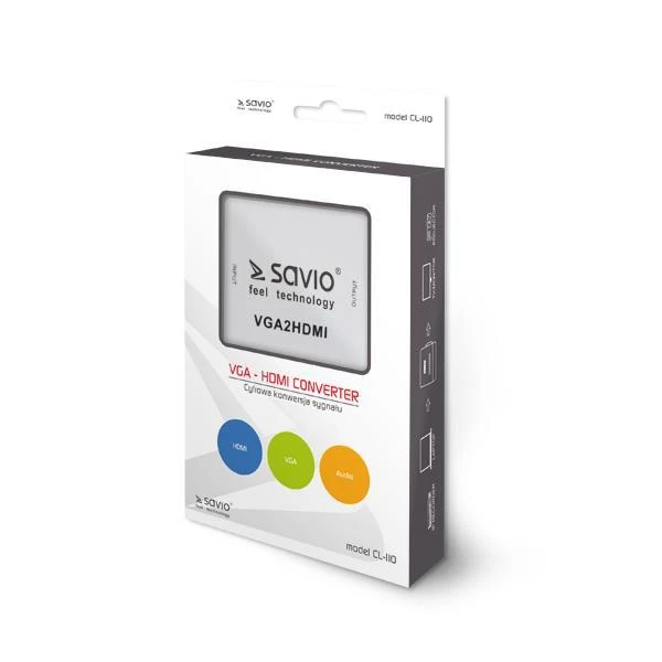 Savio VGA – HDMI Full HD | 1080p 60Hz keitiklis| Adapteriai