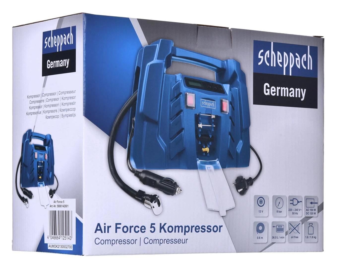 Mobilus oro kompresorius Air Force 5 + priedai, Scheppach