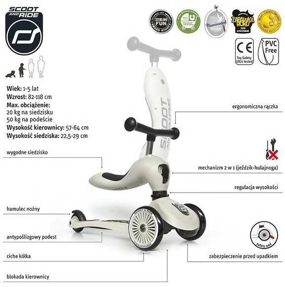 Paspirtukas - balansinis dviratukas Scoot & Ride Highwaykick 1 2in1 Ash 96268