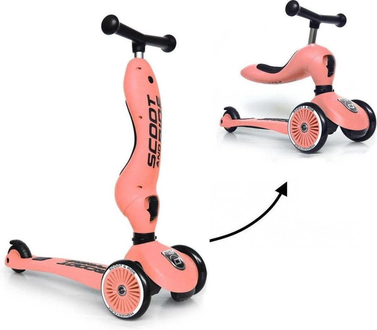 Paspirtukas - balansinis dviratukas Scoot & Ride Highwaykick 1 2in1 Peach 96353